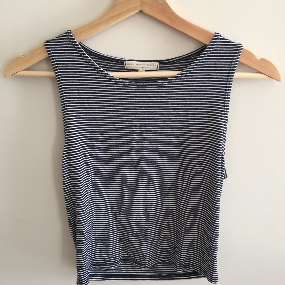 TRULY MADLY DEEPLY Striped Crop Tank Top